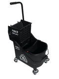 Commercial-Grade Mop Bucket with Separator & Dirty Water Pail, Metal Casters, Side-Press Wringer, Black N145404