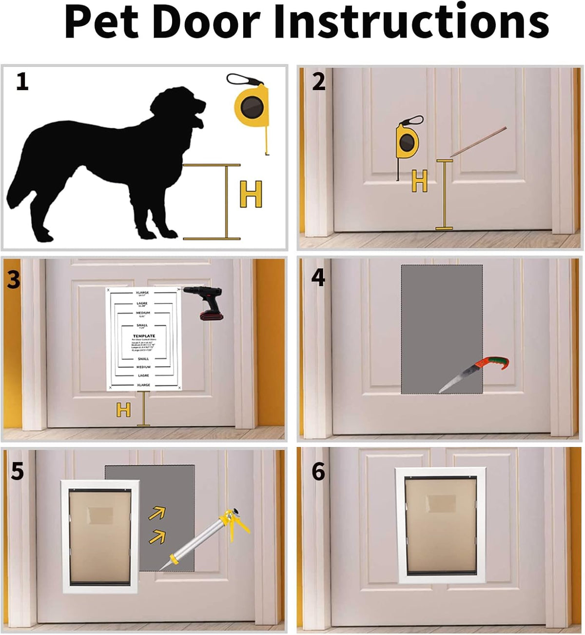 Large Pet Door Aluminum Dog Door Cat Door with Slide-in Lock Panel and Magnetic Flaps K2278