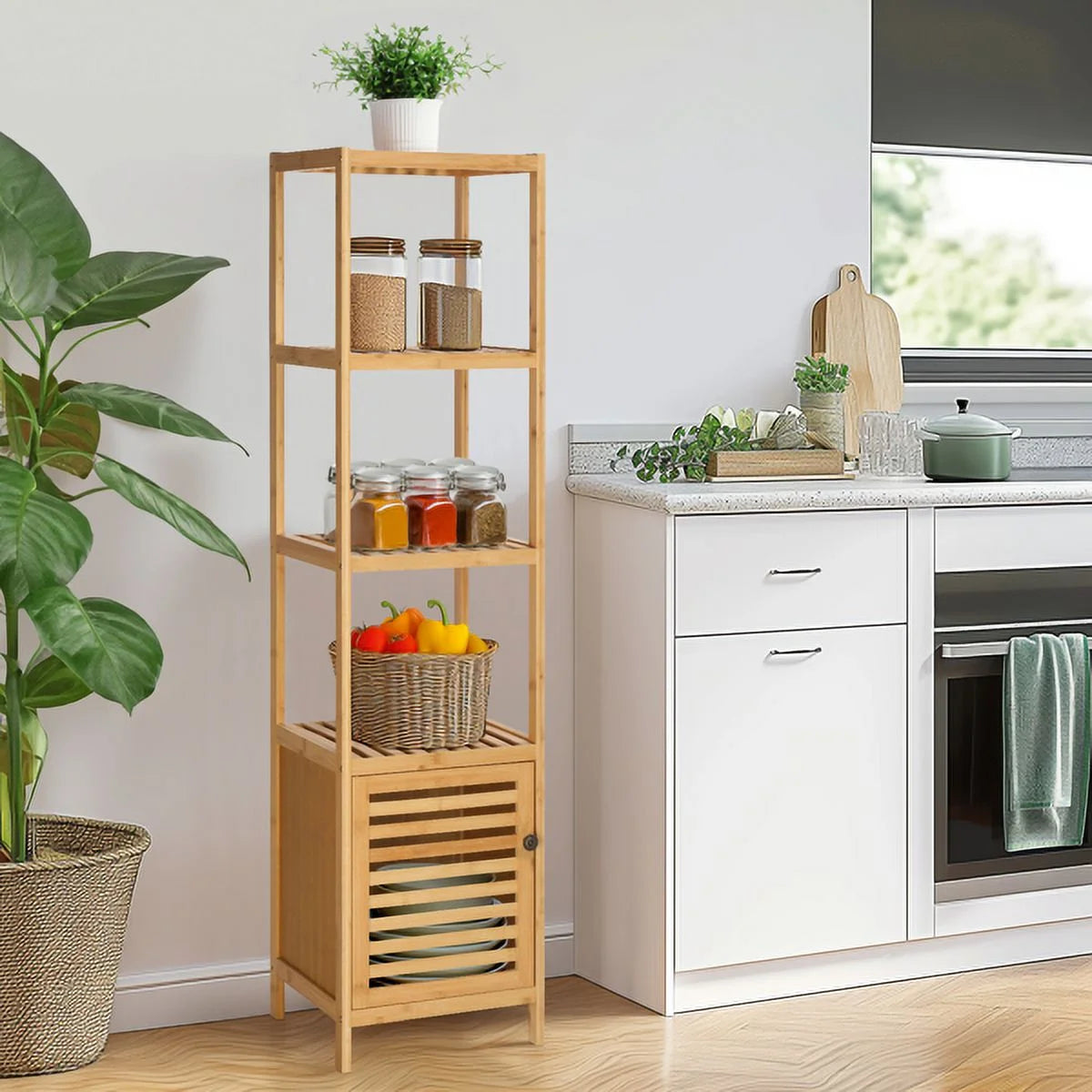 Bamboo 5 Tier Bathroom Storage Shelf M165