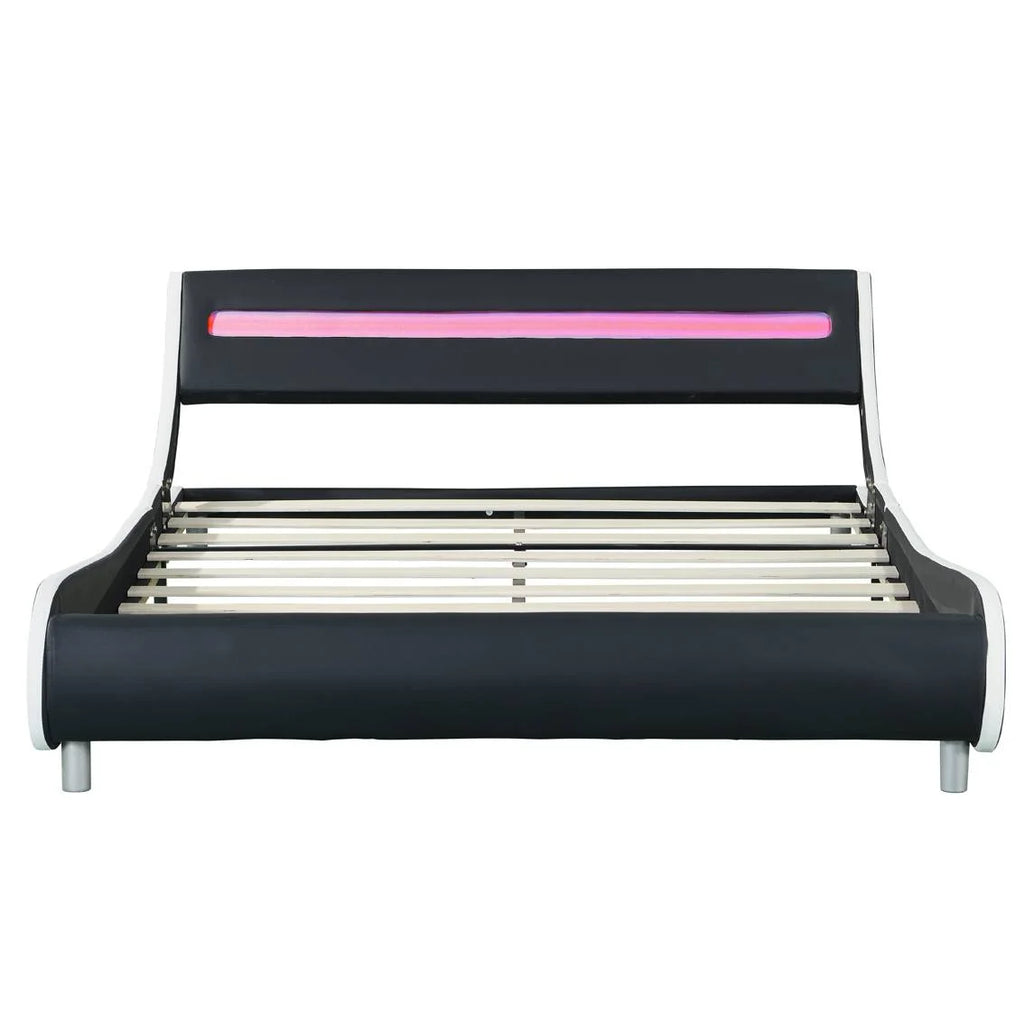 Faux Leather Upholstered Platform Bed Frame Queen Size C7433