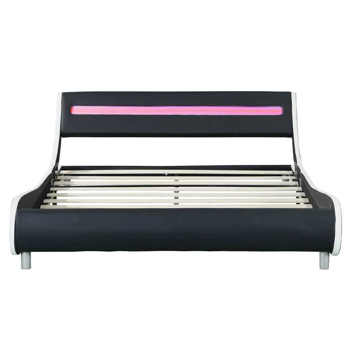 Faux Leather Upholstered Platform Bed Frame Queen Size C7433