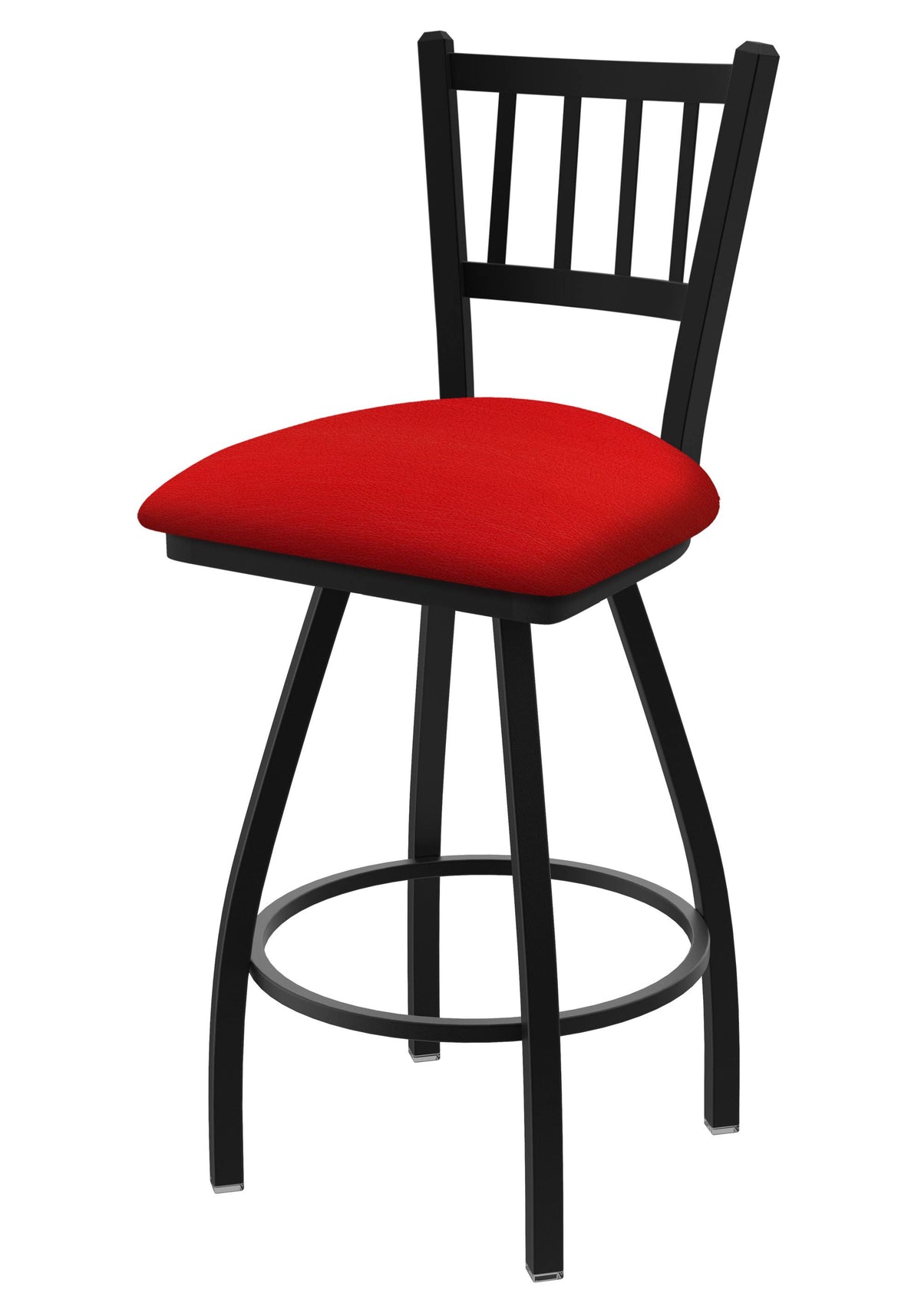 36-Inch Swivel Bar Stool with Black Wrinkle Finish and Canter Red Seat J6208