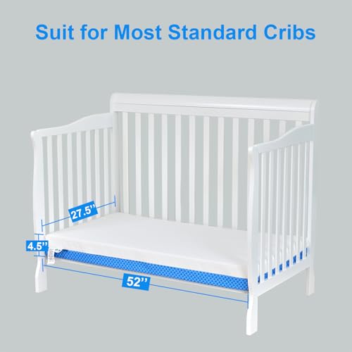 Baby Crib Mattress with Removable Outer Cover, White & Blue L185905