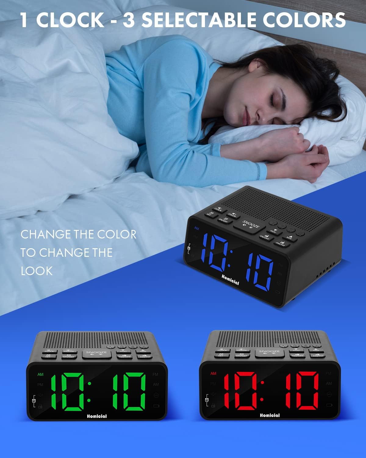 1.4” LED Digital Alarm Clock Radio with AM/FM Radio E38209