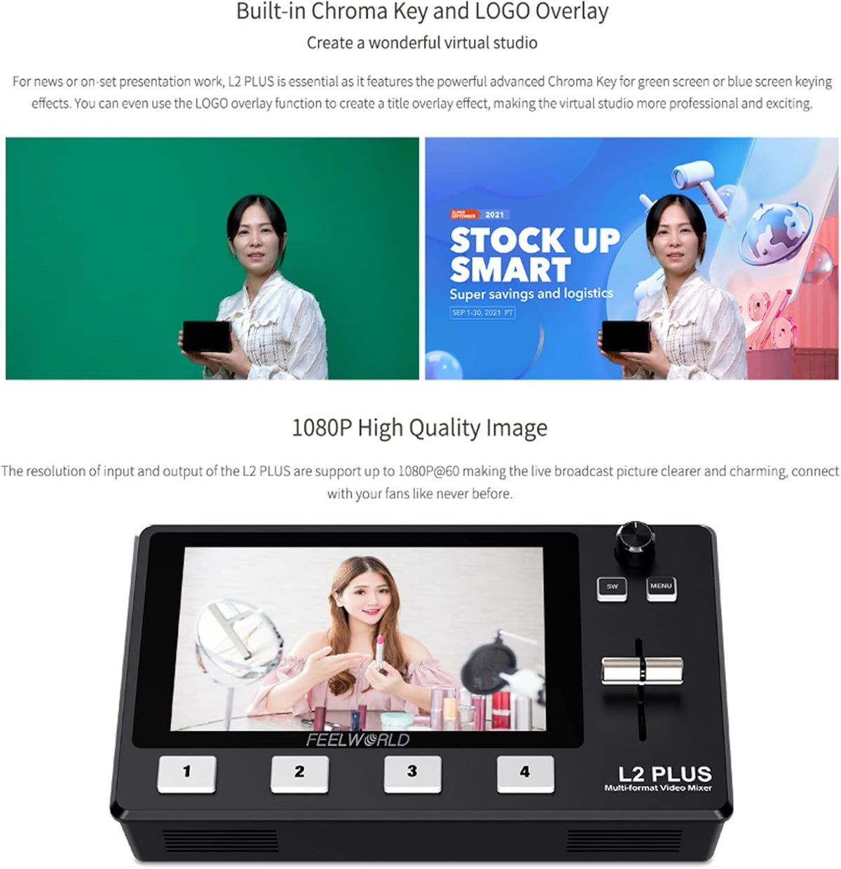 5.5 LCD Touch Screen Multi-Camera Video Mixer Switcher T815798