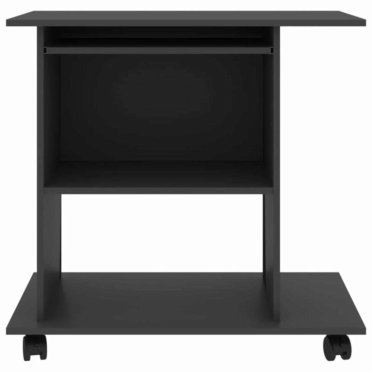 Gray Computer Desk with Keyboard Tray and CPU Tower 31.5 x 19.7 x 29.5 Inches N723