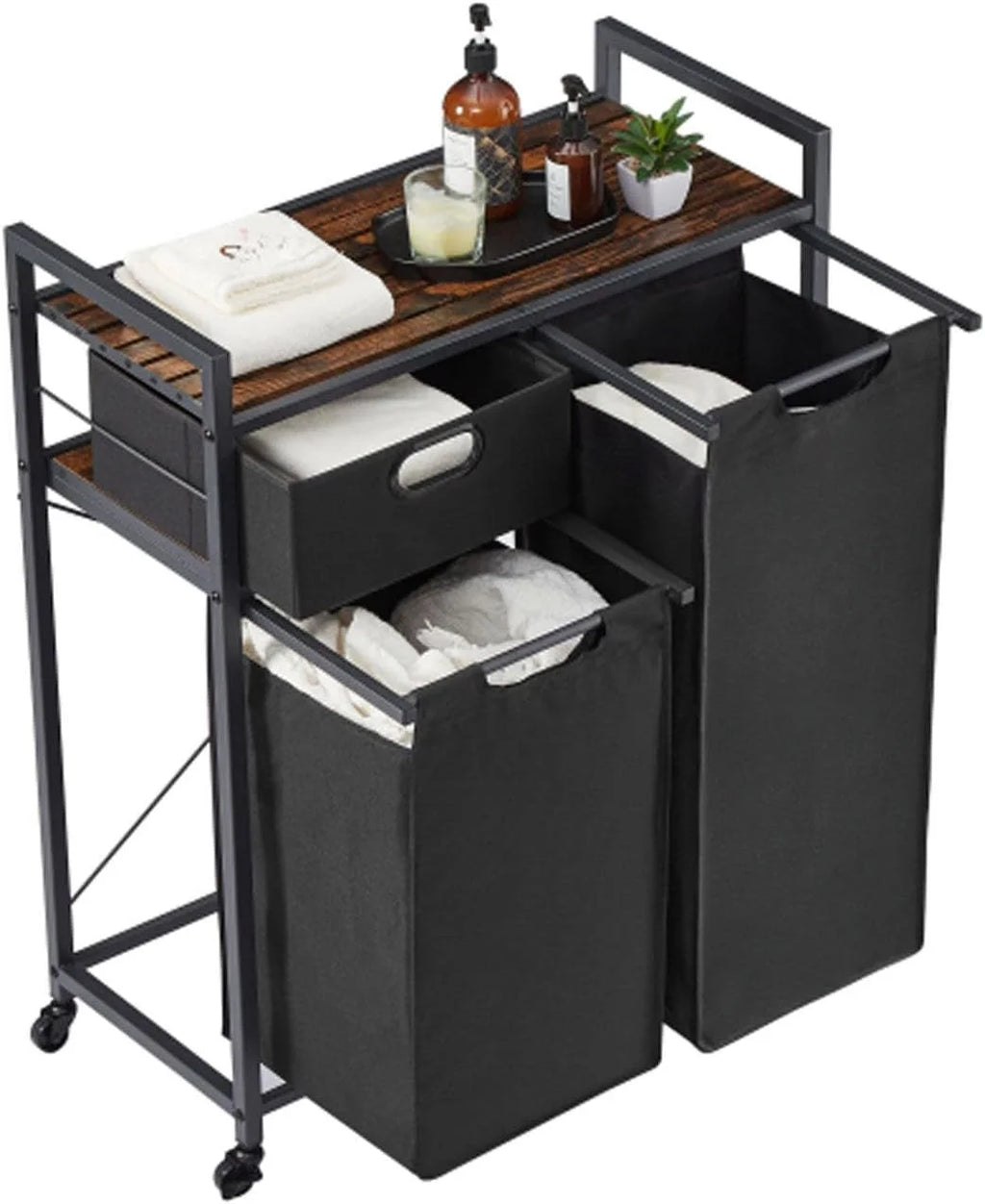 Laundry Basket with Drawer and 2 Sorter Bags F6519