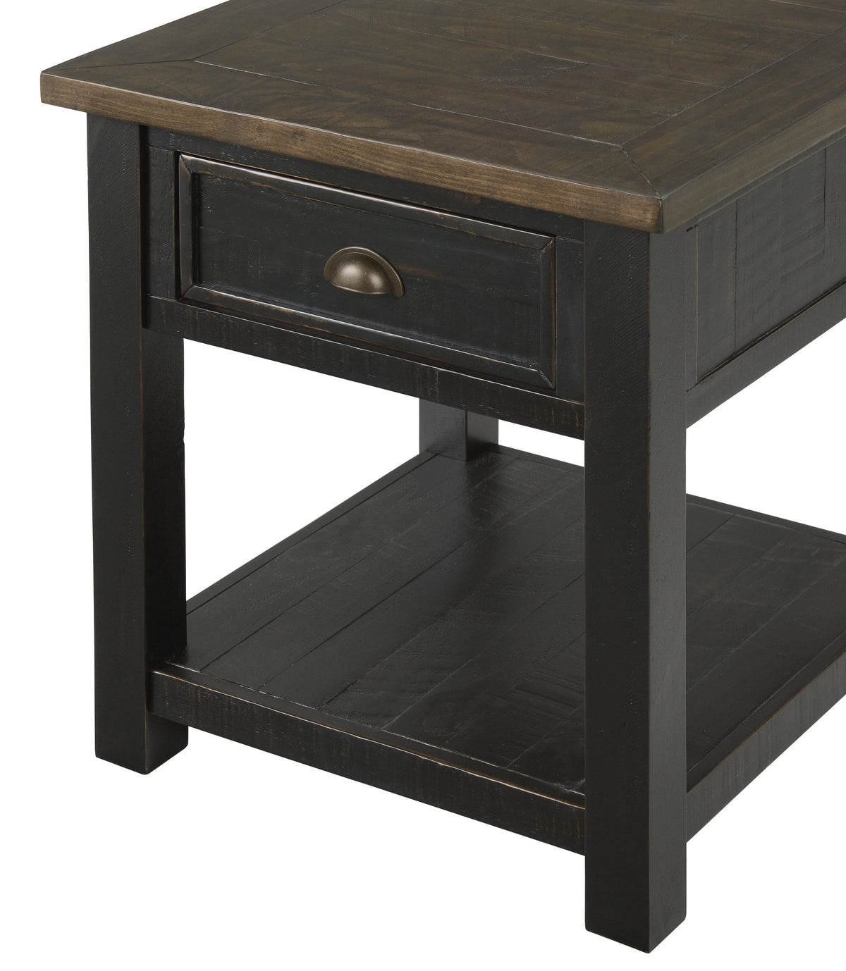 Cream White and Brown End Table J636188