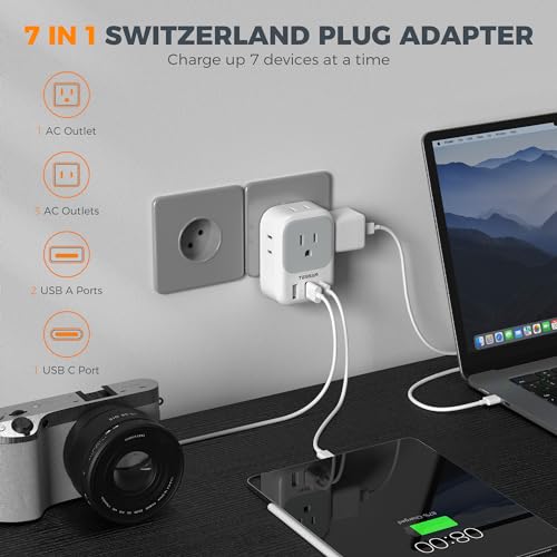 2 Pack European Travel Plug Adapter with 4 Outlets 3 USB Charger J715450