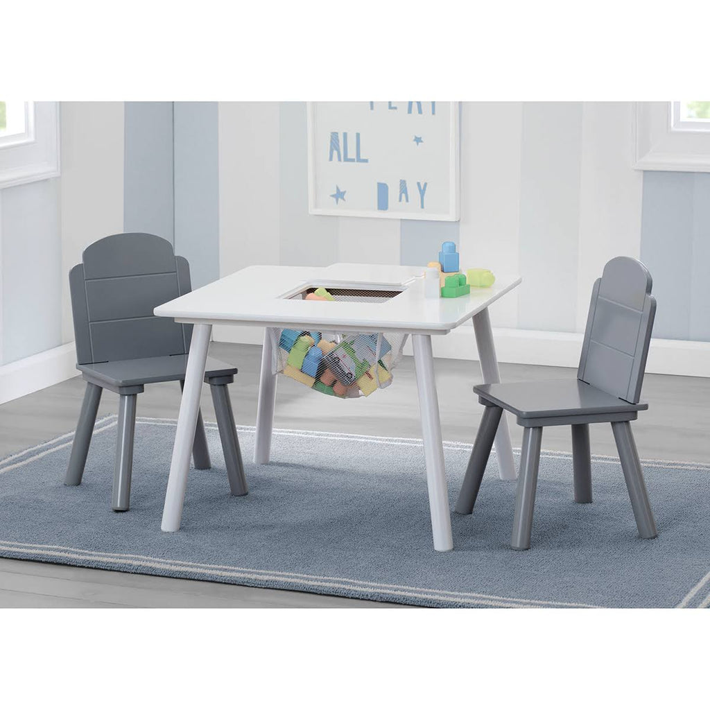 Grey Table and Chair Set with Storage Q7839
