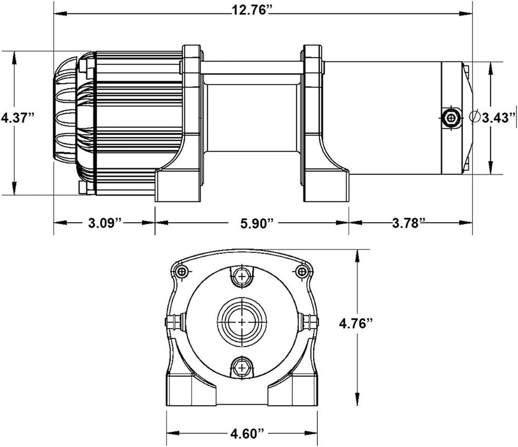 Black Ops 3500 lb Winch with Winch Mounting Plate W1905