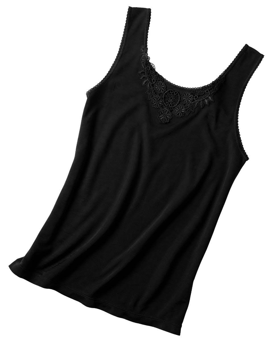 Scoop-Neck Camisole with Lace Trim Black 1X-Large J1719