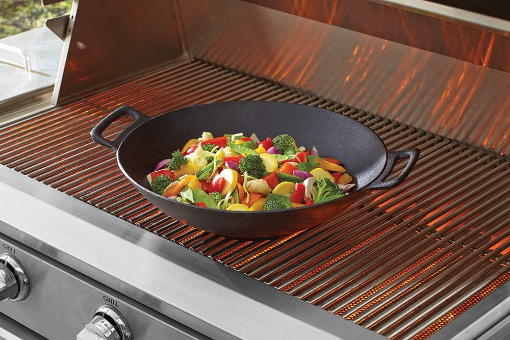 Cast Iron Wok with 2 Handles Black Q8867