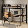 Twin Metal Loft Bed with Desk and Storage Shelf Z78975