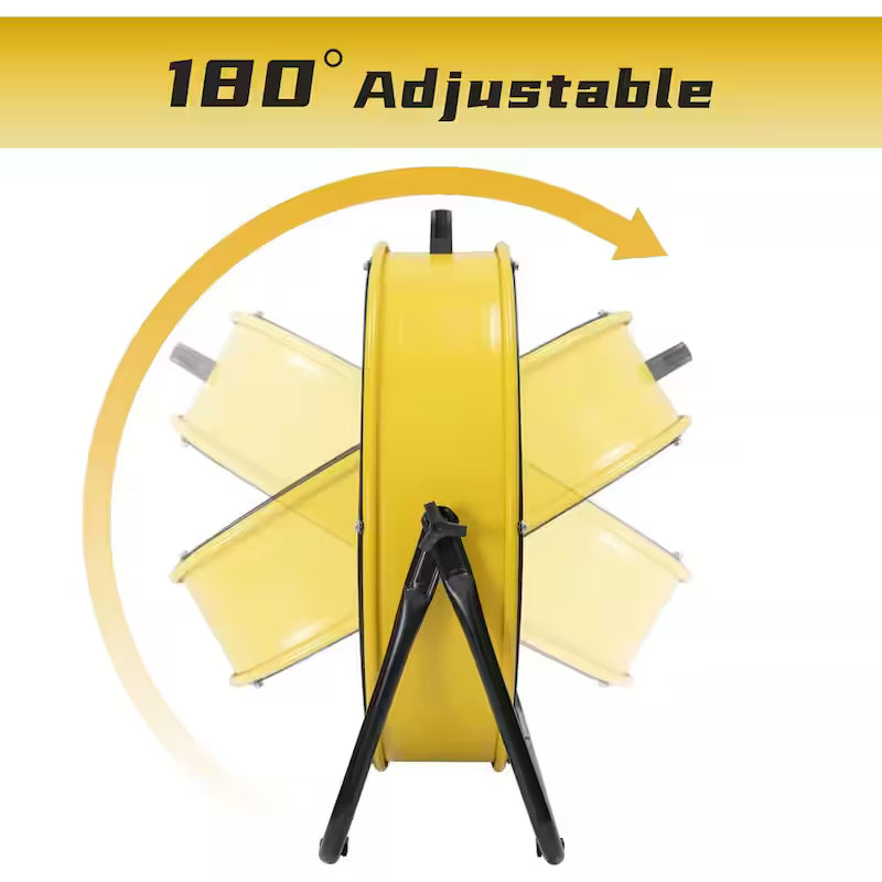 Yellow 24 in. 3 Speeds Portable Drum Fan J207