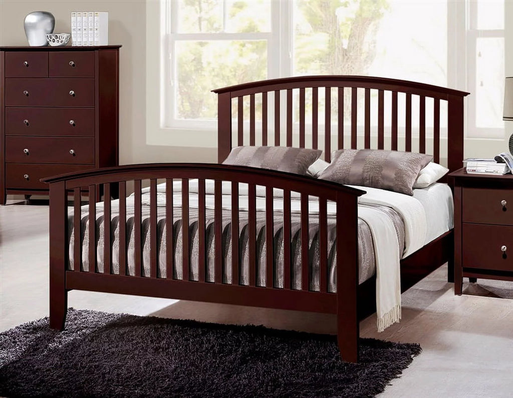 Solid Wood Full Size Bed Headboard And Footboard Brown Finish G19600