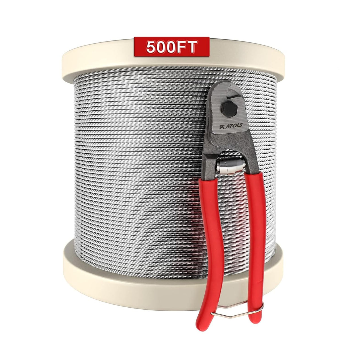 1/8 T316 Stainless Steel Cable with Cutter, 500FT Wire Rope, 7x7 Strands D921796