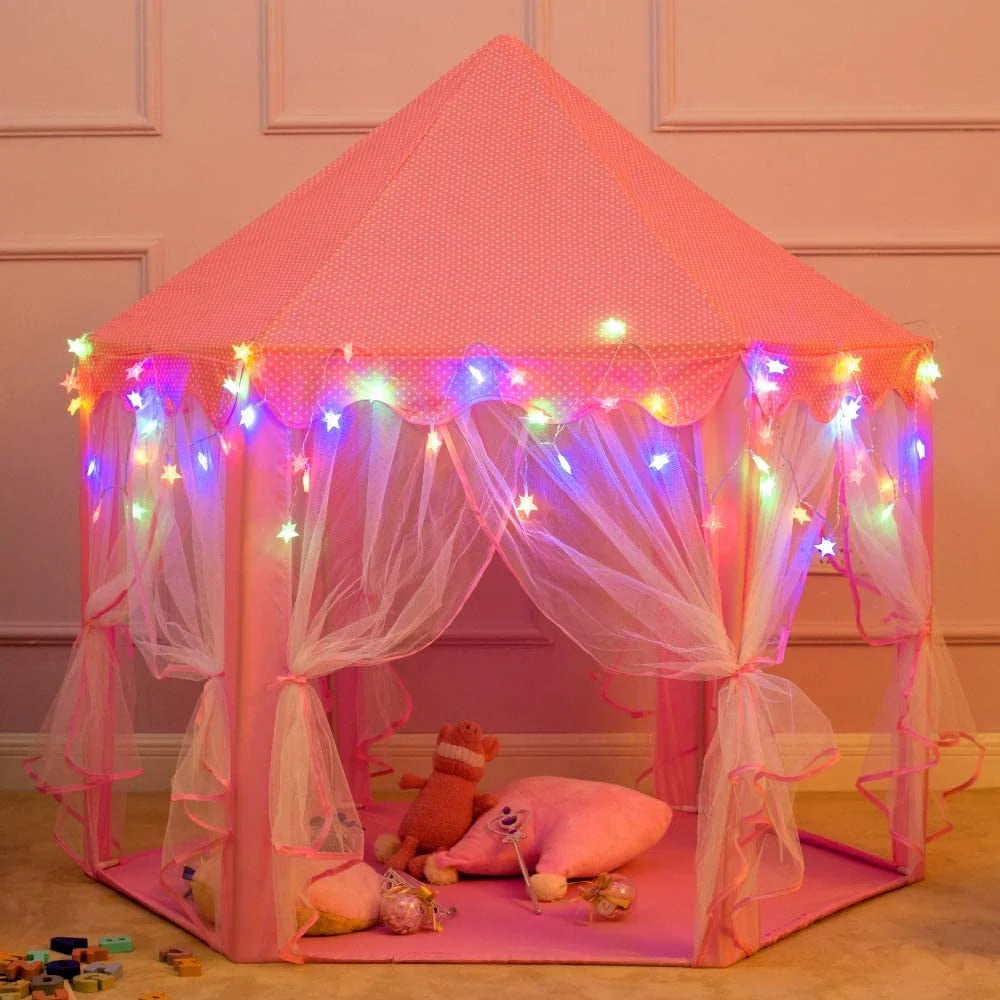 Hexagon Play Tent for Kids with Star Lights L298982