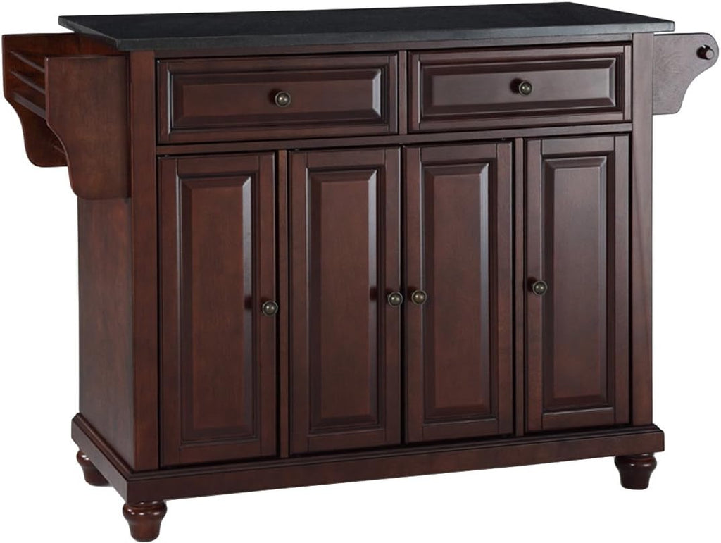 White Full Size Kitchen Island with Solid Granite Top Z514