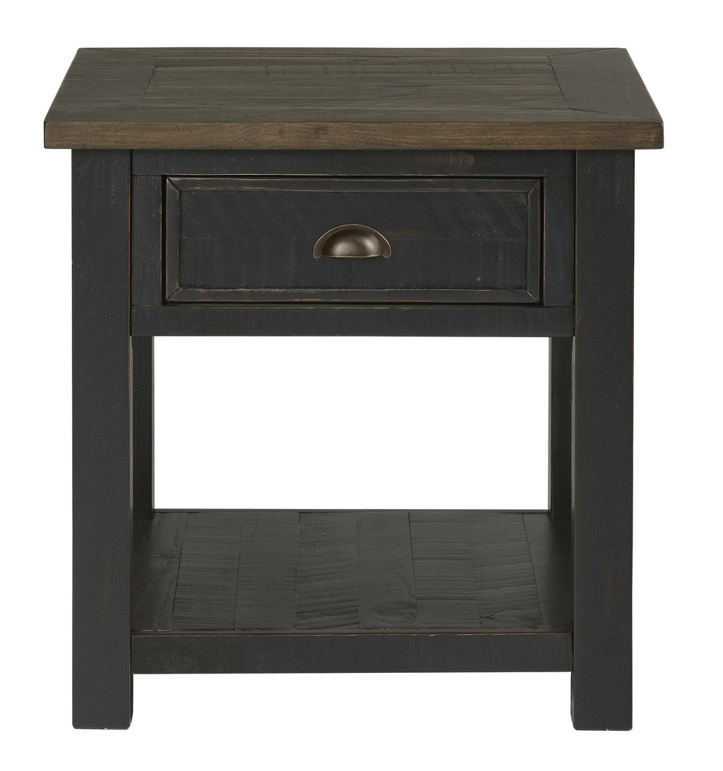 Cream White and Brown End Table J636188