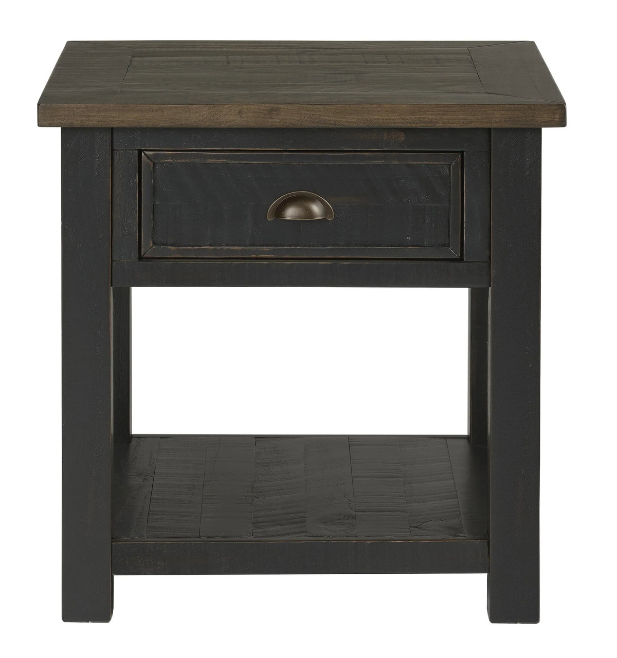 Cream White and Brown End Table J636188