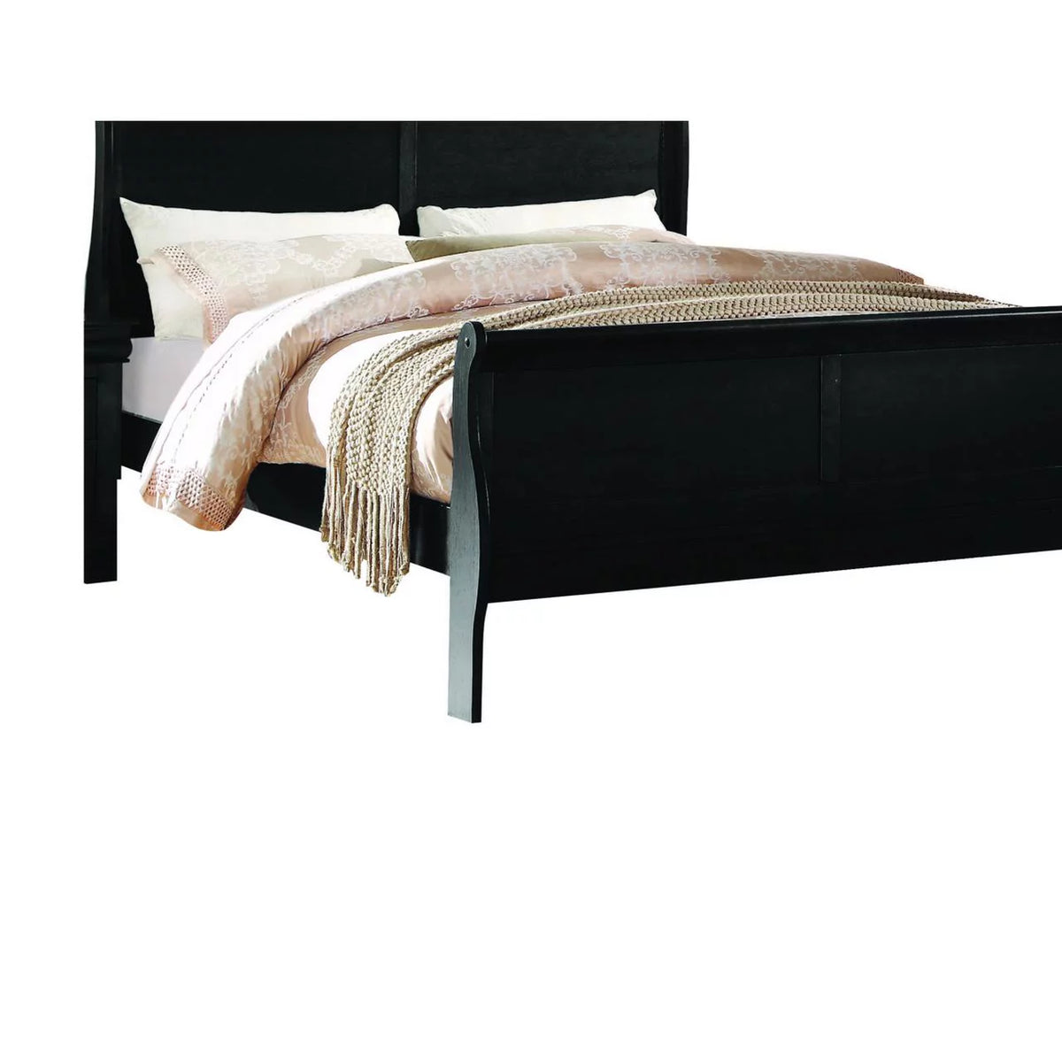 Brown Twin Size Wooden Sleigh Bed with Panel Headboard and Footboard H230