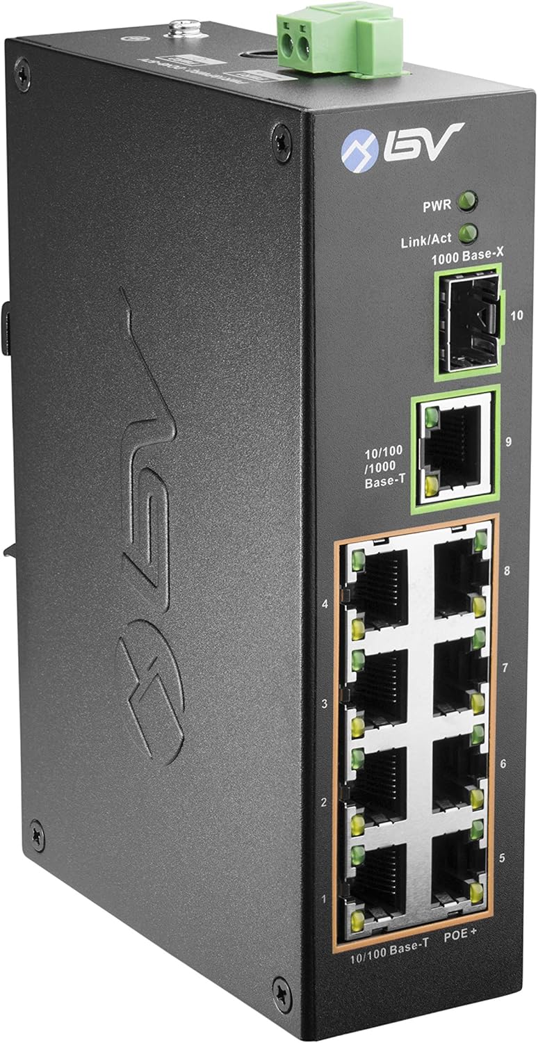 10 Port PoE+ Industrial DIN Rail Switch with Gigabit Ethernet & SFP Uplink X2023