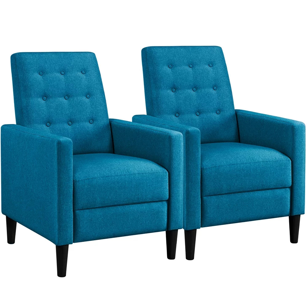 Blue Fabric Recliner Set of 2 C1446