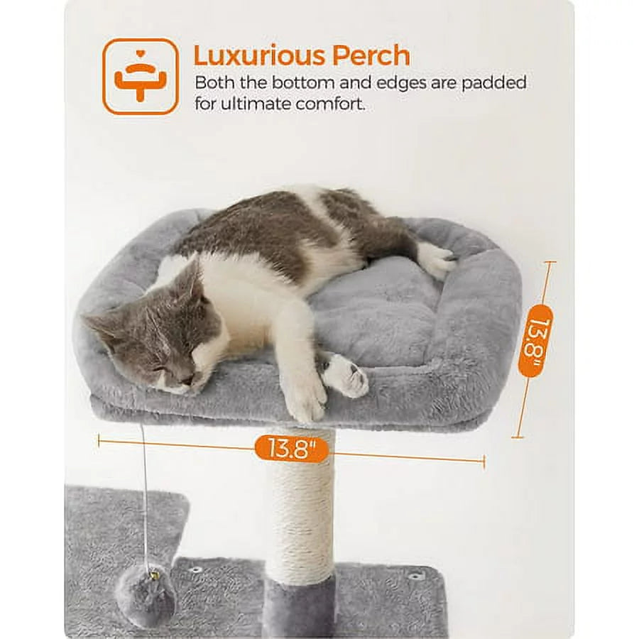 Light Gray Cat Tree with Scratching Posts Hammock R39831