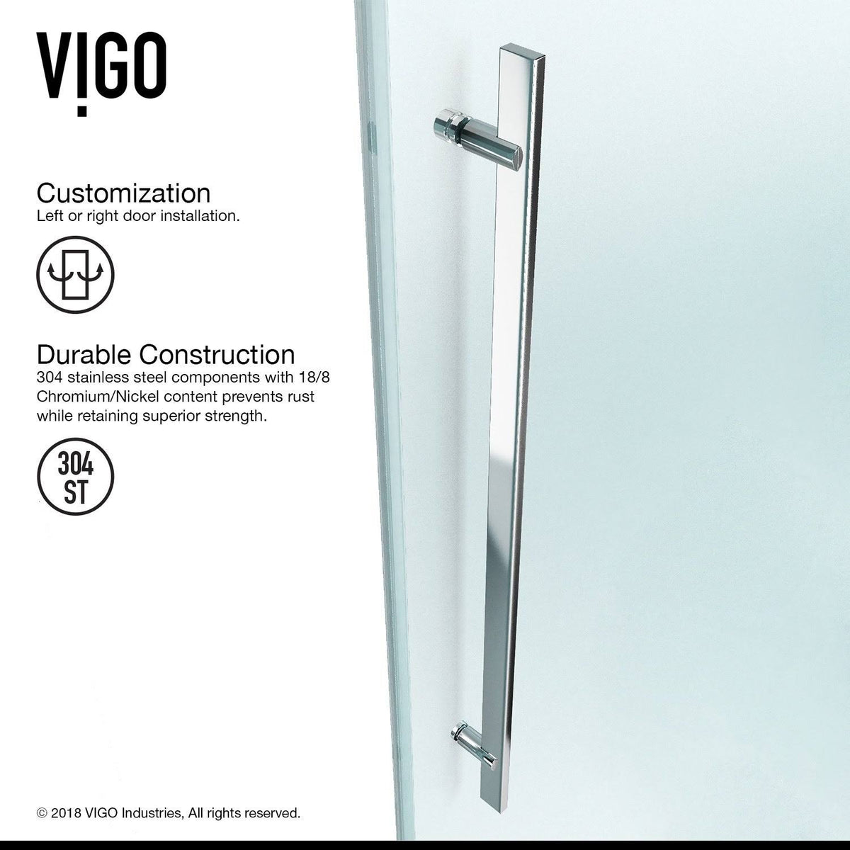 Adjustable Frameless Sliding Tub Door in Stainless Steel W103