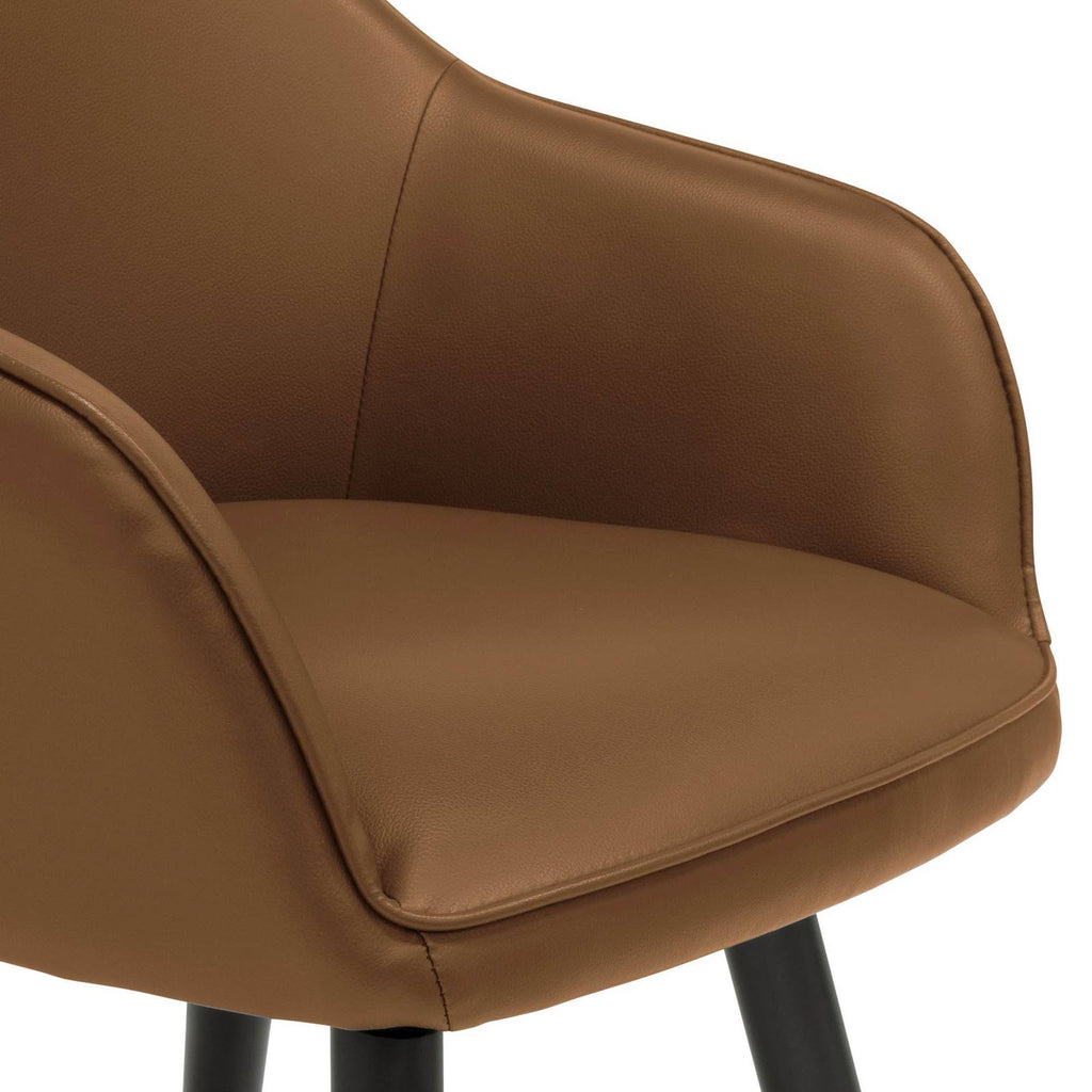 Caramel Brown Faux Leather Accent Chair with Arms E6570