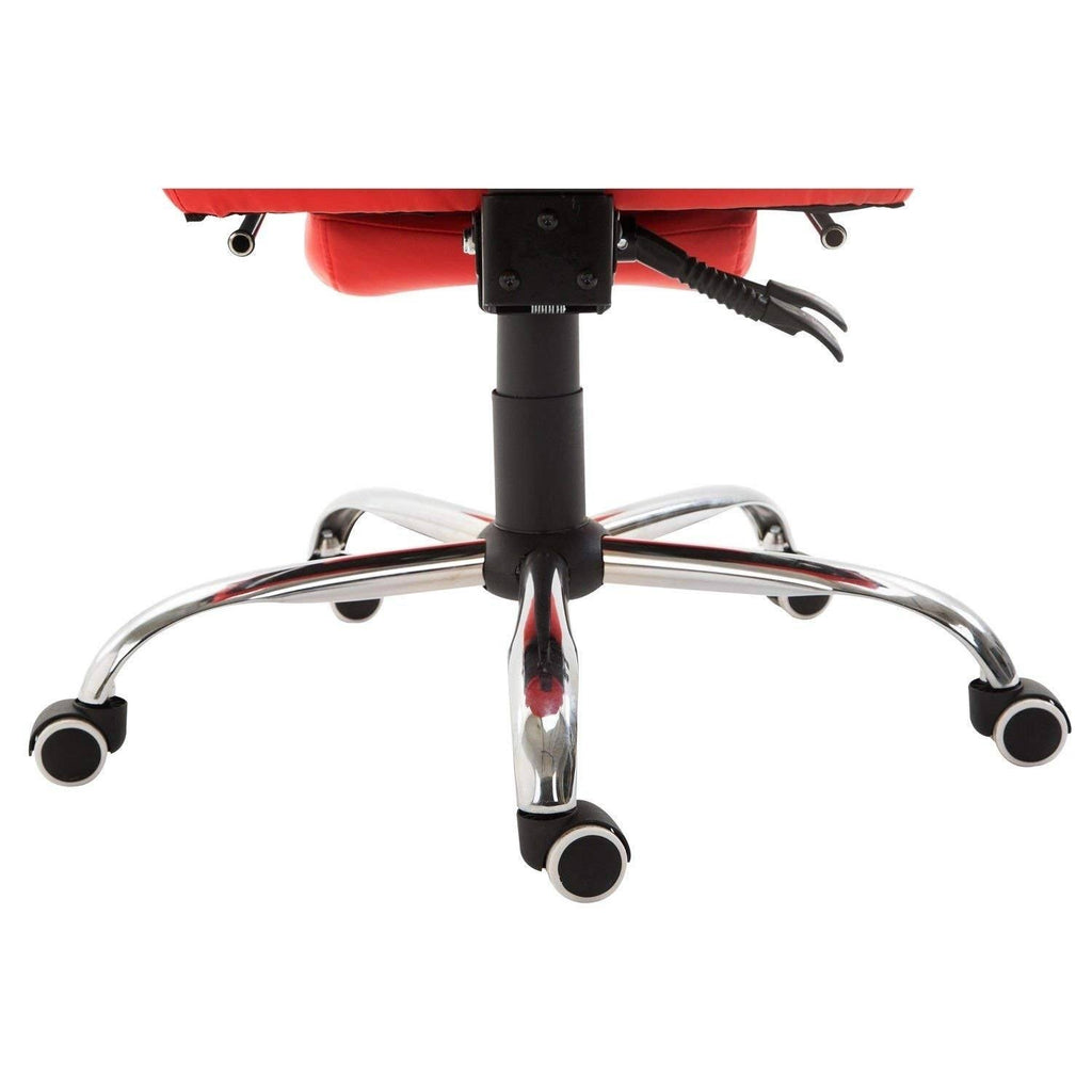 High Back Reclining PU Leather Office Chair with Footrest (Red) F5473