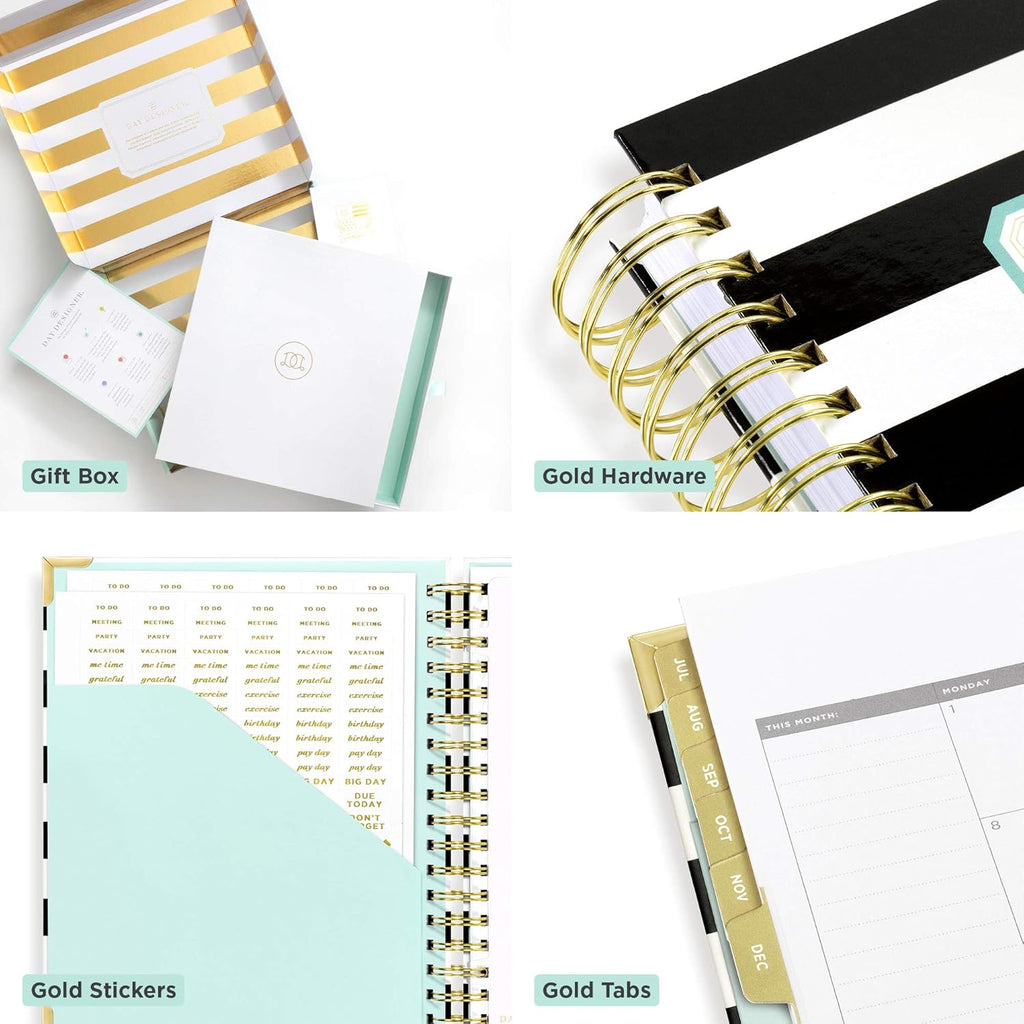 Black Stripe Spiral Bound Daily Planner F147248