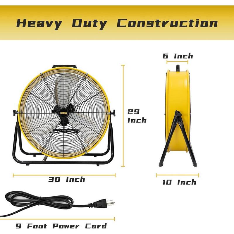 Yellow 24 in. 3 Speeds Portable Drum Fan J207