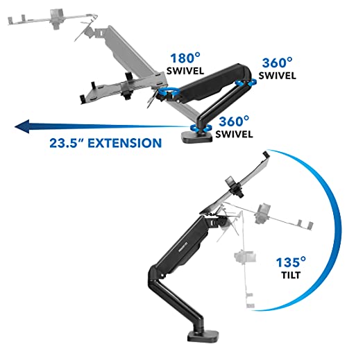 Full Motion VESA Monitor Desk Mount with Laptop Tray G18038