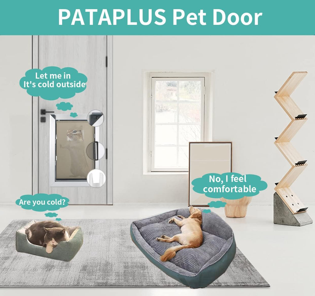 Large Pet Door Aluminum Dog Door Cat Door with Slide-in Lock Panel and Magnetic Flaps K2278