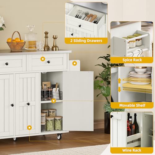 Black Kitchen Island on Wheels with Drop Leaf and Storage Cabinets S971402