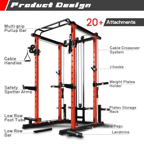 Multi-Function Squat Rack Power Cage with Cable Crossover System G211855