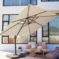 Beige 9x9 FT Square Cantilever Patio Umbrella with Aluminum Frame K31409