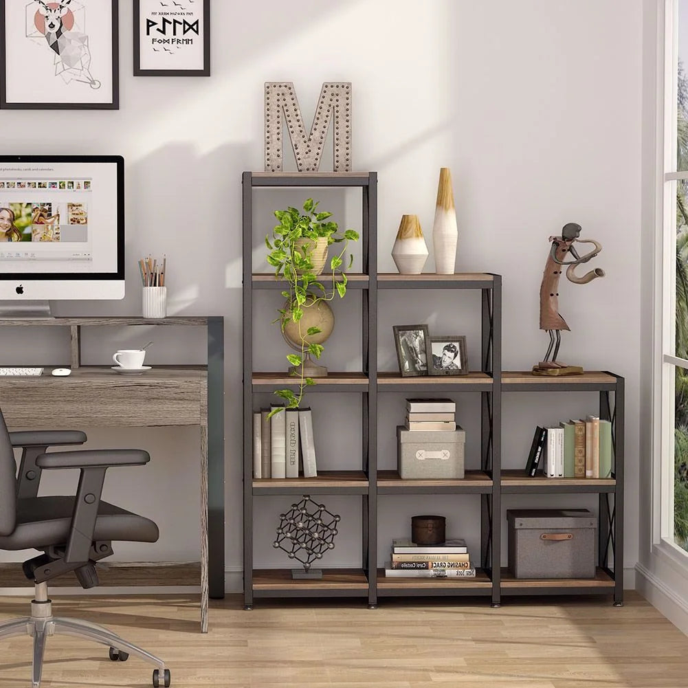 12 Shelves Industrial Ladder Corner Bookshelf U5101