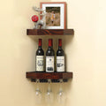 Rustic Wood Corner Floating Shelves Wine Rack 2 Pack G36849
