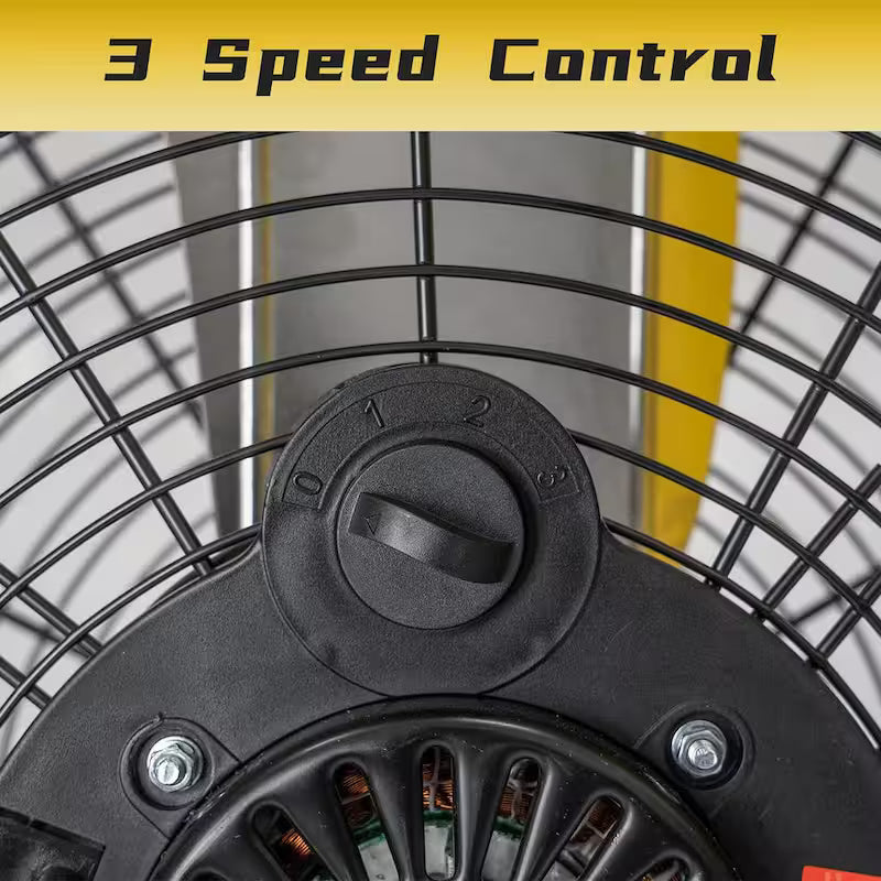 Yellow 24 in. 3 Speeds Portable Drum Fan J207
