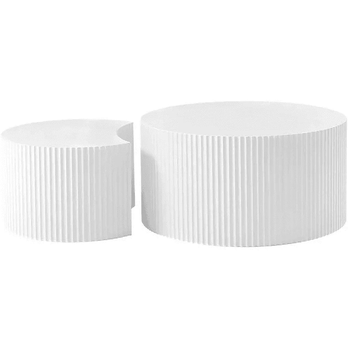 Matte White Round Wooden Coffee Table Set of 2 M499213