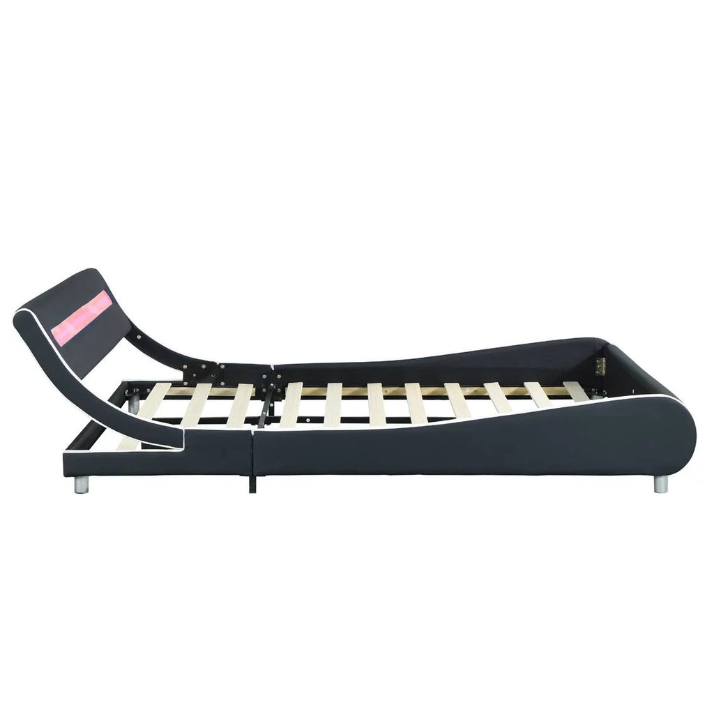 Faux Leather Upholstered Platform Bed Frame Queen Size C7433