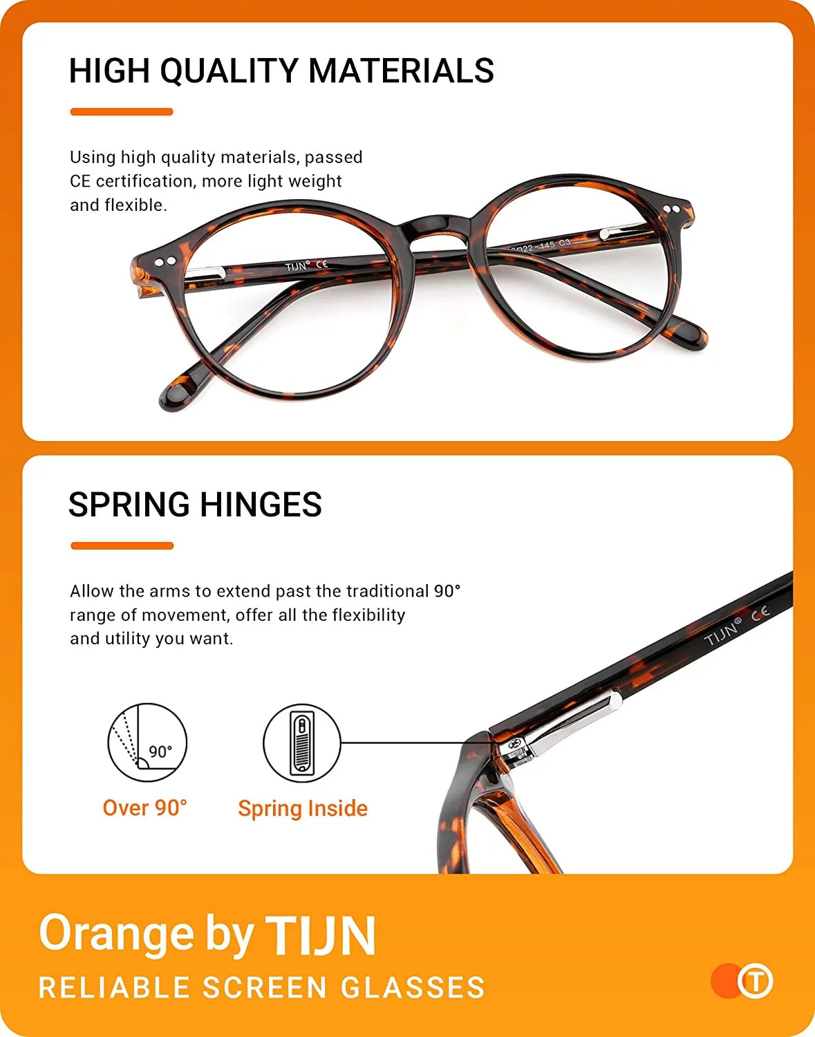 Blue Light Blocking Glasses Thick Round Rim Frame Eyeglasses D1356