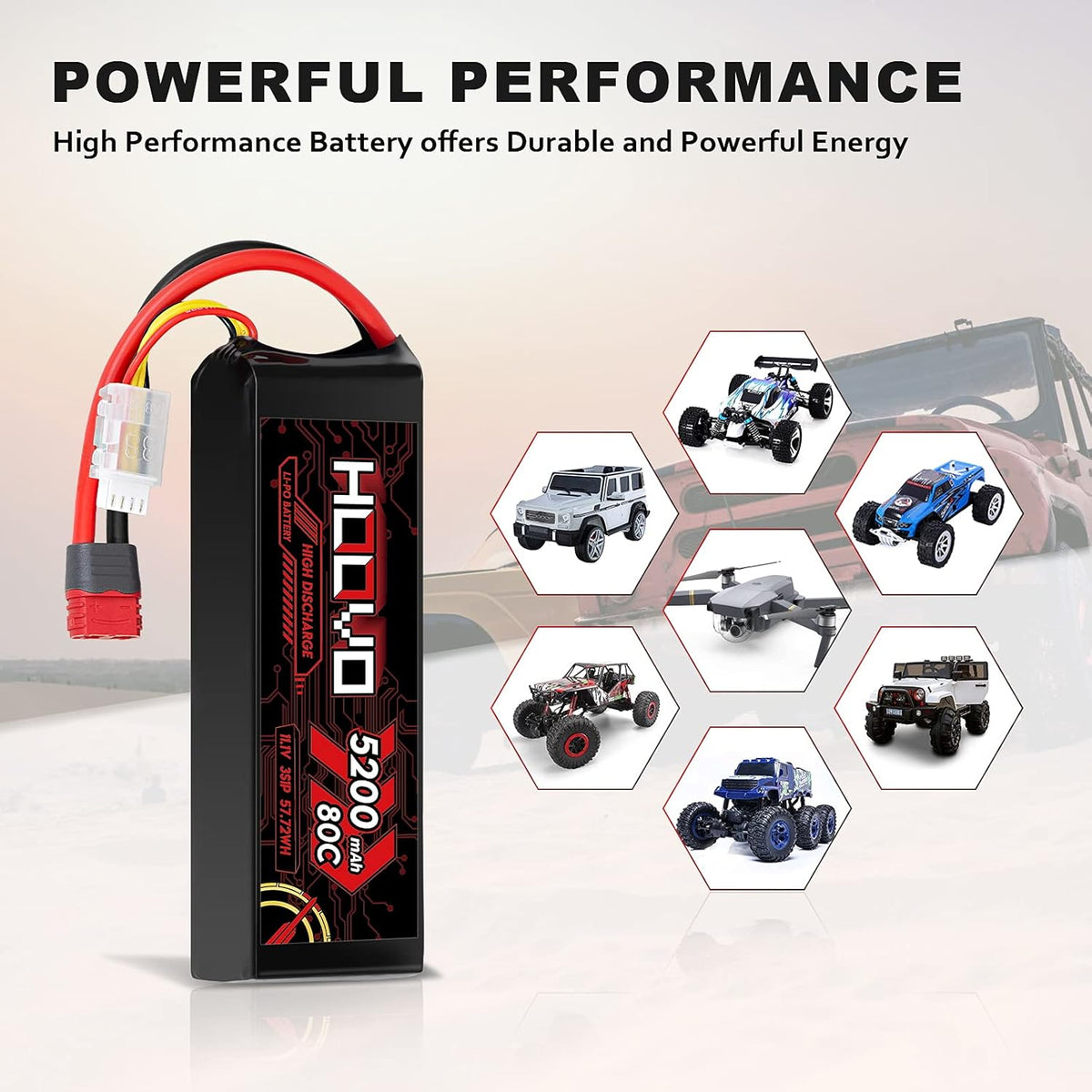 3S 11.1V 80C 5200mAh LiPo Battery with Deans T Plug 2 Packs E1866