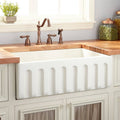 Single Basin Fireclay Farmhouse Sink with Fluted Front E39065