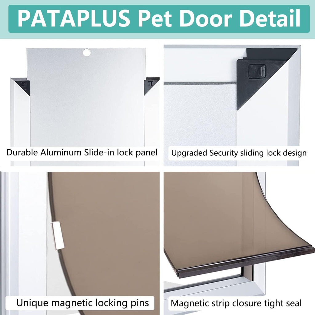 Large Pet Door Aluminum Dog Door Cat Door with Slide-in Lock Panel and Magnetic Flaps K2278