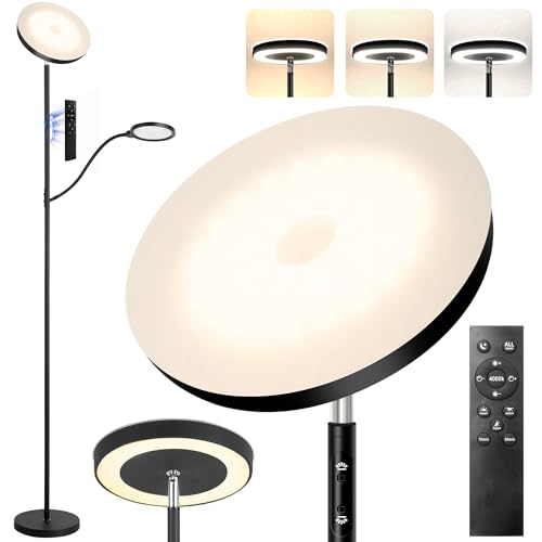 36W 3000LM LED Tall Floor Lamp with Dimmable Reading Light S670