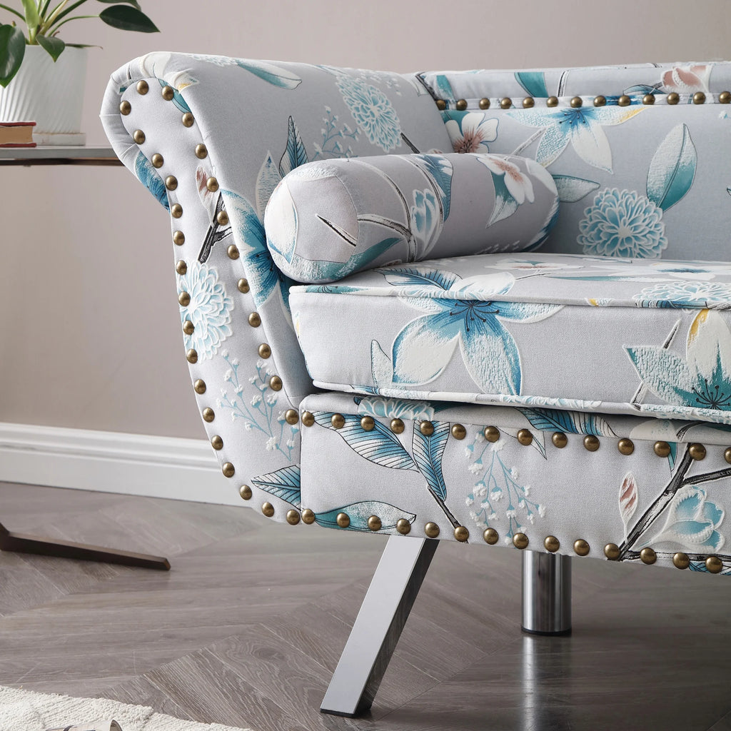 Modern Velvet Loveseat Sofa with Removable Cushion Metal Legs F170